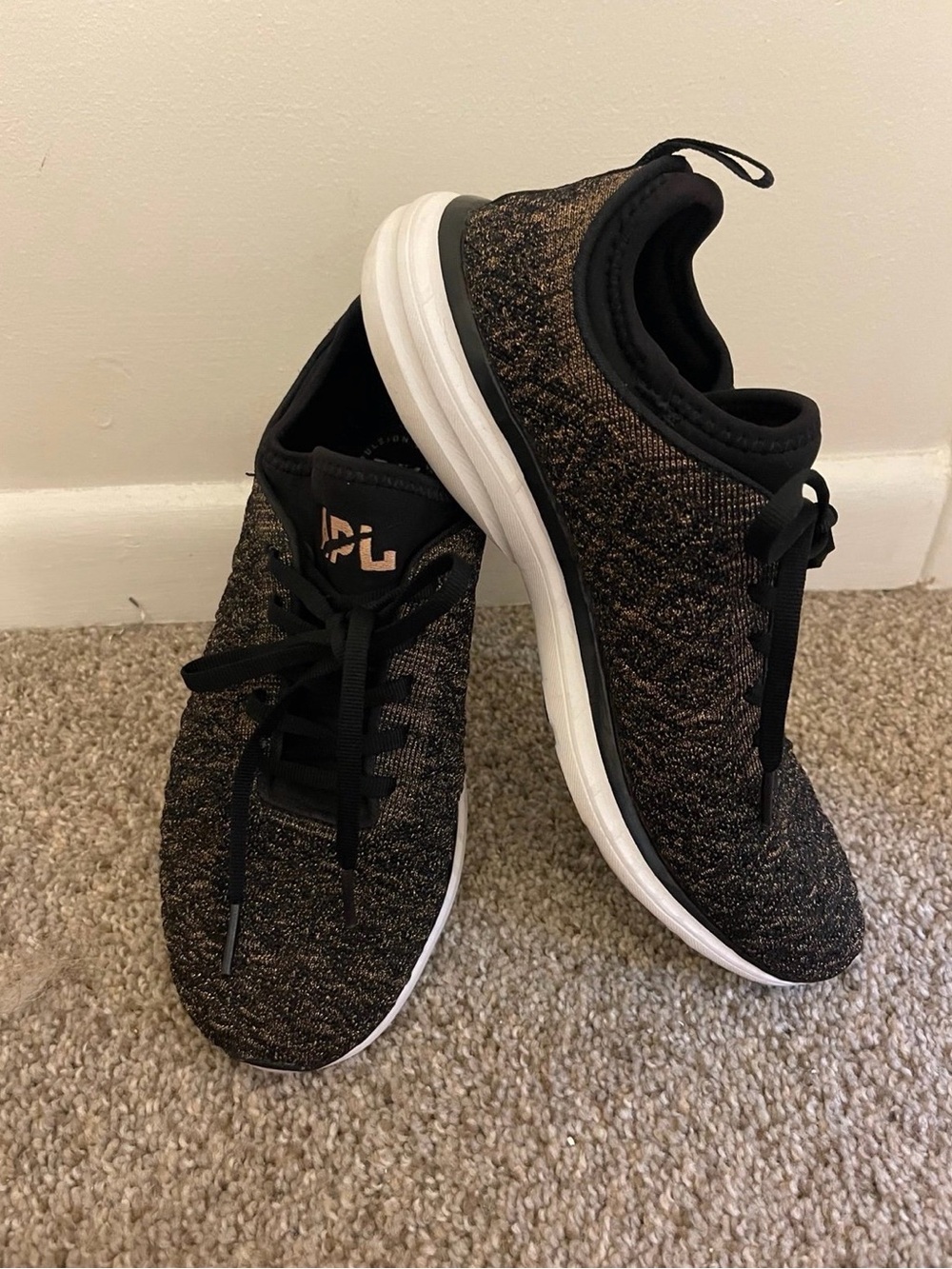 APL Knit Athletic Sneakers in Black and Metallic Bronze